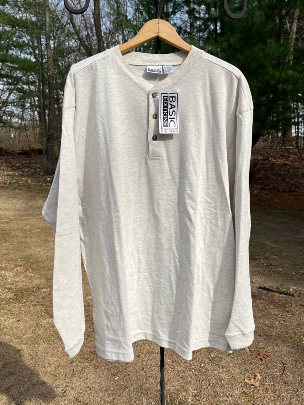 90s Basic Editions K-Mart NWT Men’s Size 2X Big Man Long-Sleeved T-Shirt Cream